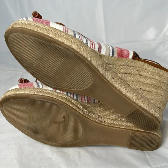 G.H. BASS & CO Kim Stripe Wedge Espadrille  Slingback Linen Coastal Beachy 9 - Picture 11 of 16